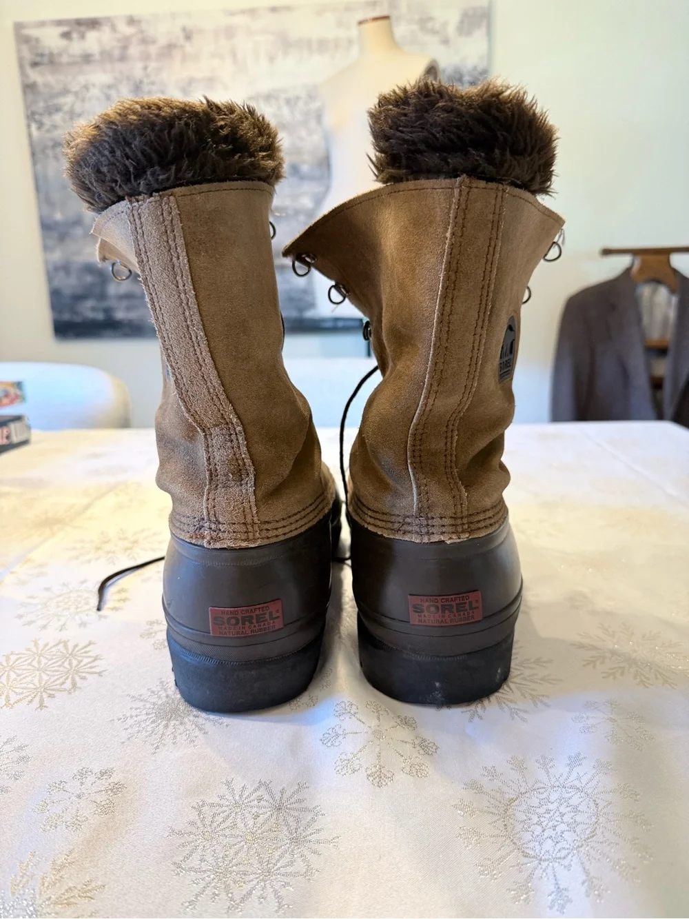 Vintage Sorel Kaufman Canada Brown Suede Rubber Insulated Winter Snow Boots 12